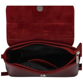 Dámská kožená crossbody kabelka tmavě červená - Delami Walli