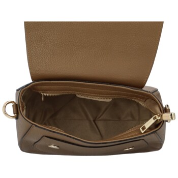 Dámská kožená crossbody kabelka khaki - Delami Pretty