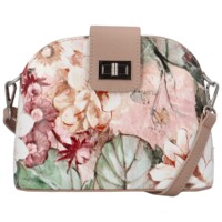 Dámská kožená crossbody kabelka starorůžová/květy - Delami Brokyllon