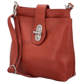 Dámská kožená crossbody kabelka cihlově červená - Delami Vera Pelle Laira