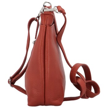 Dámská kožená crossbody kabelka cihlově červená - Delami Vera Pelle Laira