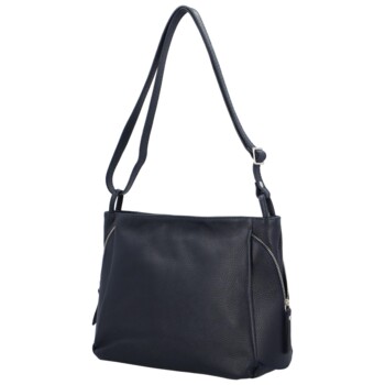 Dámská kožená crossbody kabelka tmavě modrá - Delami Carfiana