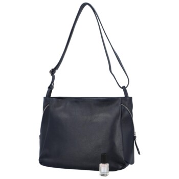 Dámská kožená crossbody kabelka tmavě modrá - Delami Carfiana