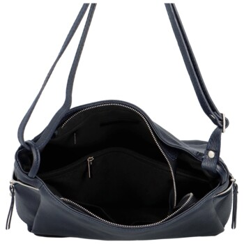 Dámská kožená crossbody kabelka tmavě modrá - Delami Carfiana