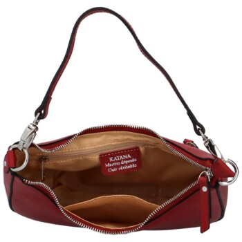 Dámská kožená crossbody kabelka červená - Katana Cloenta 
