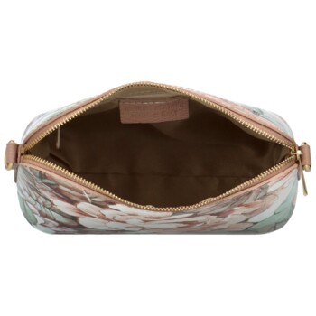 Dámská kožená crossbody kabelka béžová/květy - Delami Jedida