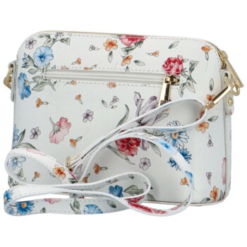 Dámská kožená crossbody kabelka bílá/květy - Delami Jedida