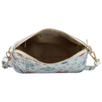 Dámská kožená crossbody kabelka bílá/květy - Delami Jedida