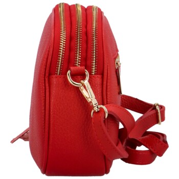 Dámská kožená crossbody kabelka červená - Delami Vera Pelle Prianna