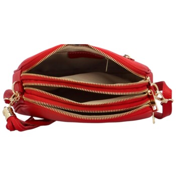 Dámská kožená crossbody kabelka červená - Delami Vera Pelle Prianna