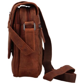 Pánská kožená crossbody taška světle hnědá - Greenwood Vamos