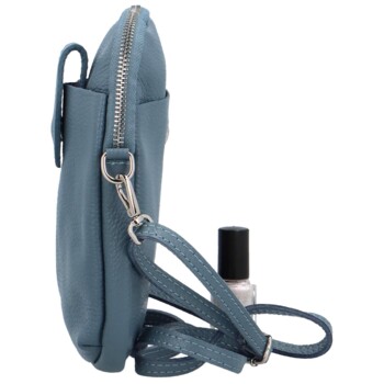 Dámská kožená crossbody kabelka džínově modrá - Delami Vannessa