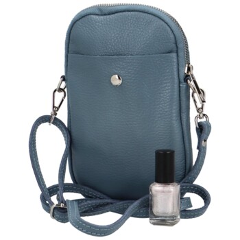 Dámská kožená crossbody kabelka džínově modrá - Delami Vannessa