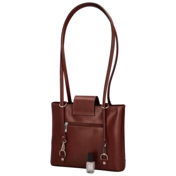 Dámská kožená kabelka batůžek hnědá - Delami Vera Pelle Larry