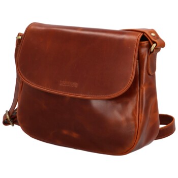 Dámská kožená crossbody kabelka koňaková - Bellugio Zolyx
