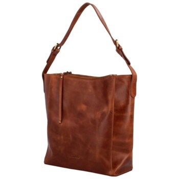 Dámská kožená kabelka na rameno koňaková - Bellugio Kyera