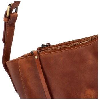 Dámská kožená kabelka na rameno koňaková - Bellugio Kyera