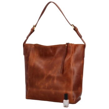 Dámská kožená kabelka na rameno koňaková - Bellugio Kyera