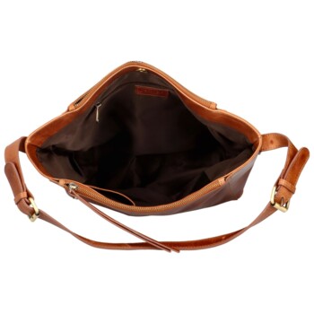 Dámská kožená kabelka na rameno koňaková - Bellugio Kyera