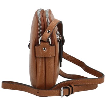 Dámská kožená crossbody kabelka koňaková - Katana Prina