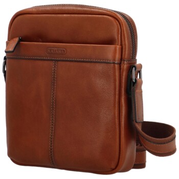 Pánská kožená crossbody taška hnědá - Katana Jarrax