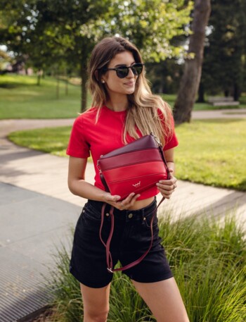 Dámská crossbody kabelka červená - Vuch Coalie Striped Red
