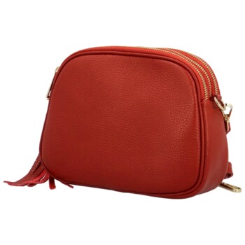 Dámská kožená crossbody kabelka cihlově červená - Delami Vera Pelle Prianna G