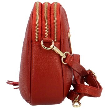 Dámská kožená crossbody kabelka cihlově červená - Delami Vera Pelle Prianna G