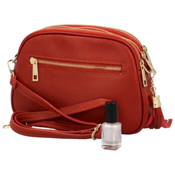 Dámská kožená crossbody kabelka cihlově červená - Delami Vera Pelle Prianna G
