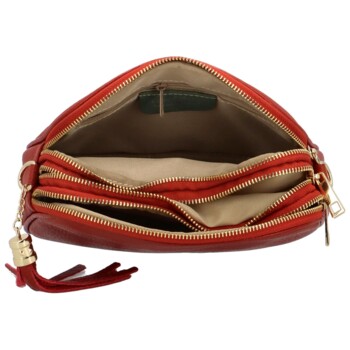 Dámská kožená crossbody kabelka cihlově červená - Delami Vera Pelle Prianna G
