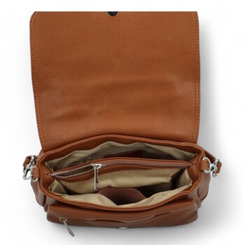 Dámská kožená crossbody kabelka koňaková - Delami Madleen