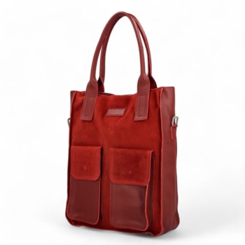 Dámská kožená kabelka na rameno červená - Delami Giacomo
