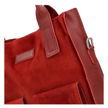 Dámská kožená kabelka na rameno červená - Delami Giacomo