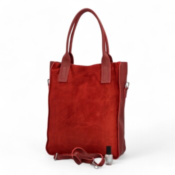Dámská kožená kabelka na rameno červená - Delami Giacomo