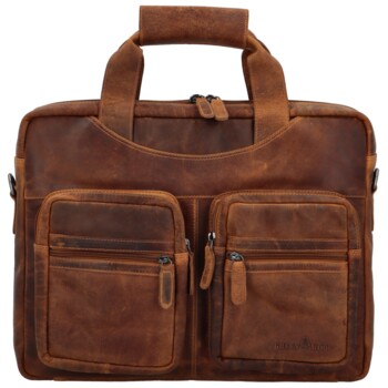 Velká pánská kožená taška na notebook camel - Greenwood Experes