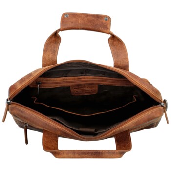 Velká pánská kožená taška na notebook camel - Greenwood Experes