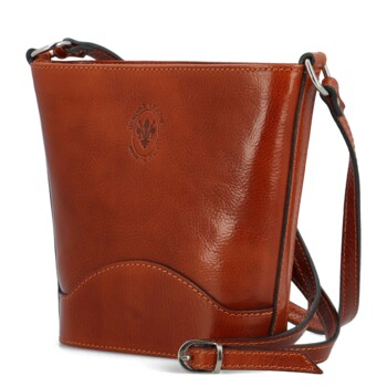 Dámská kožená crossbody kabelka koňaková - Delami Saimix