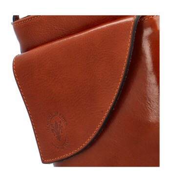 Dámská kožená crossbody kabelka koňaková - Delami Ilaria
