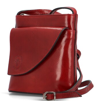 Dámská kožená crossbody kabelka červená - Delami Ilaria