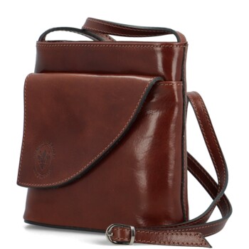 Dámská kožená crossbody kabelka hnědá - Delami Ilaria