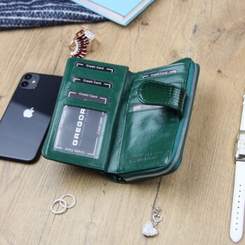 Dámská kožená peněženka zelená - Gregorio Clodien