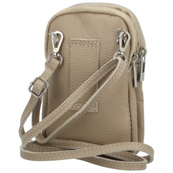 Dámské kožené crossbody pouzdro taupe - Delami Valli