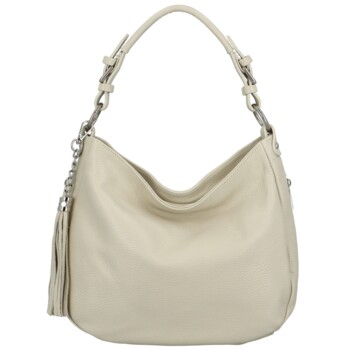 Dámská kožená kabelka přes rameno krémová - Delami Fineska