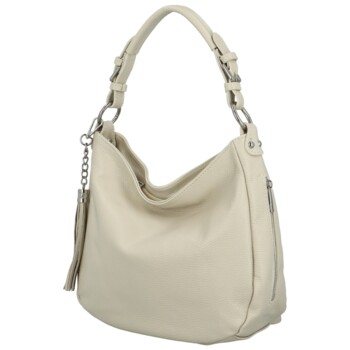 Dámská kožená kabelka přes rameno krémová - Delami Fineska