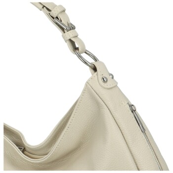 Dámská kožená kabelka přes rameno krémová - Delami Fineska
