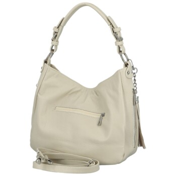 Dámská kožená kabelka přes rameno krémová - Delami Fineska