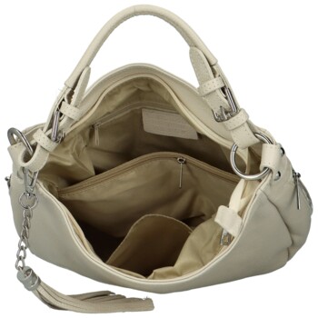 Dámská kožená kabelka přes rameno krémová - Delami Fineska