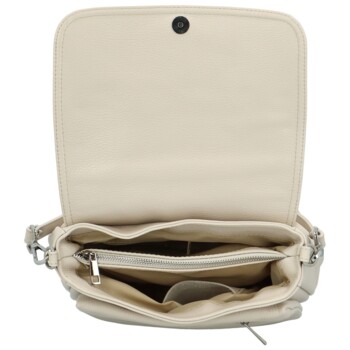 Dámská kožená crossbody kabelka krémová - Delami Madleen