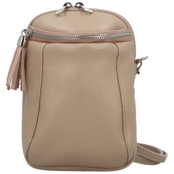 Dámská kožená crossbody kabelka béžová - Delami Vera Pelle Thierry