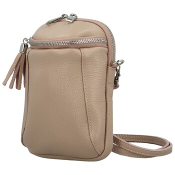 Dámská kožená crossbody kabelka béžová - Delami Vera Pelle Thierry